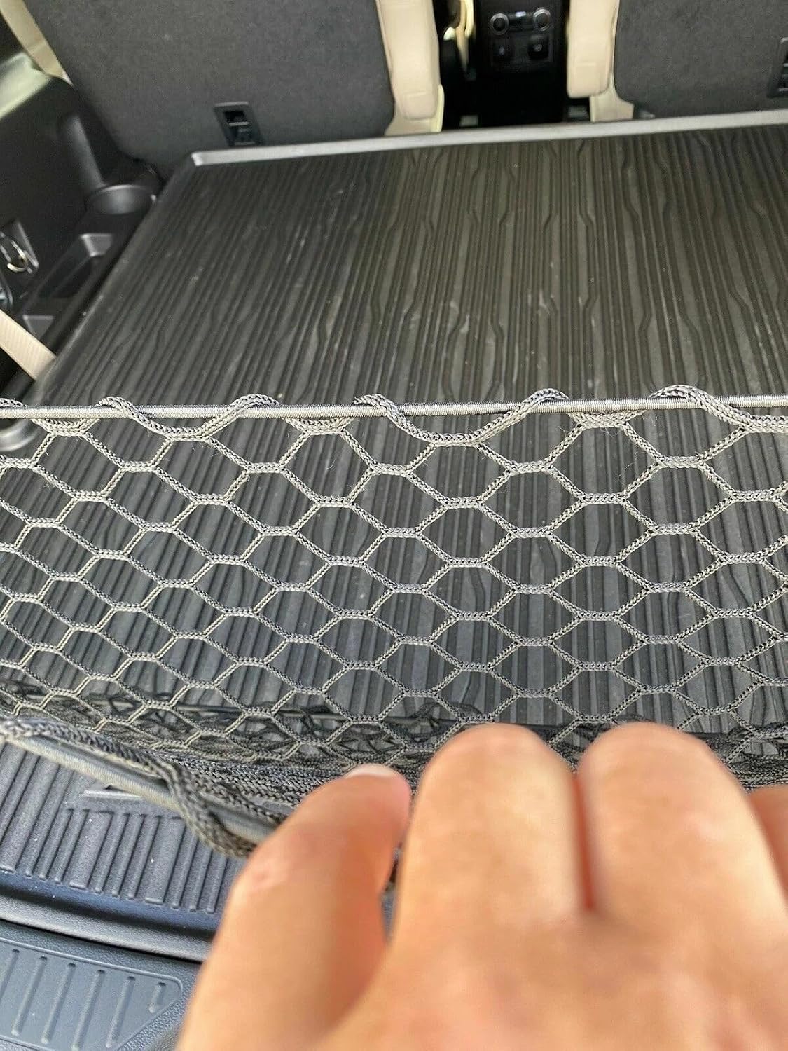 Rear Trunk Organizer Cargo Net for Jeep Wagoneer 2022-2026 – Envelope Style Black Color Cargo Net for SUV – Premium Mesh Elastic Car Trunk Organizer – Compatible with Grand Wagoneer L