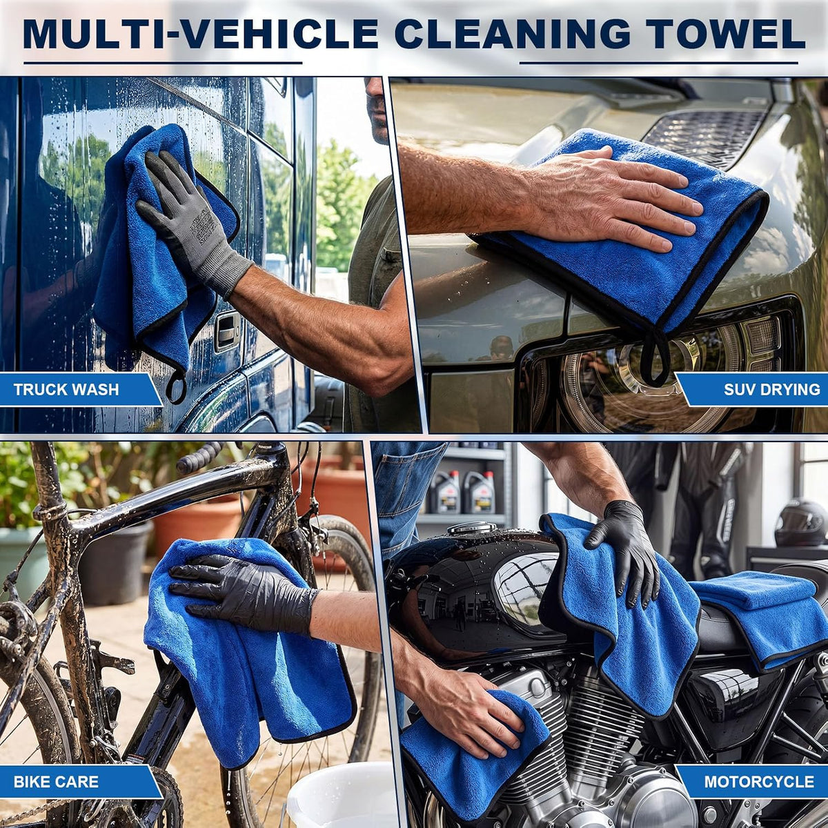 Nuenen 20 Pcs Microfiber Car Drying Towels 800 GSM Thick Plush, Blue