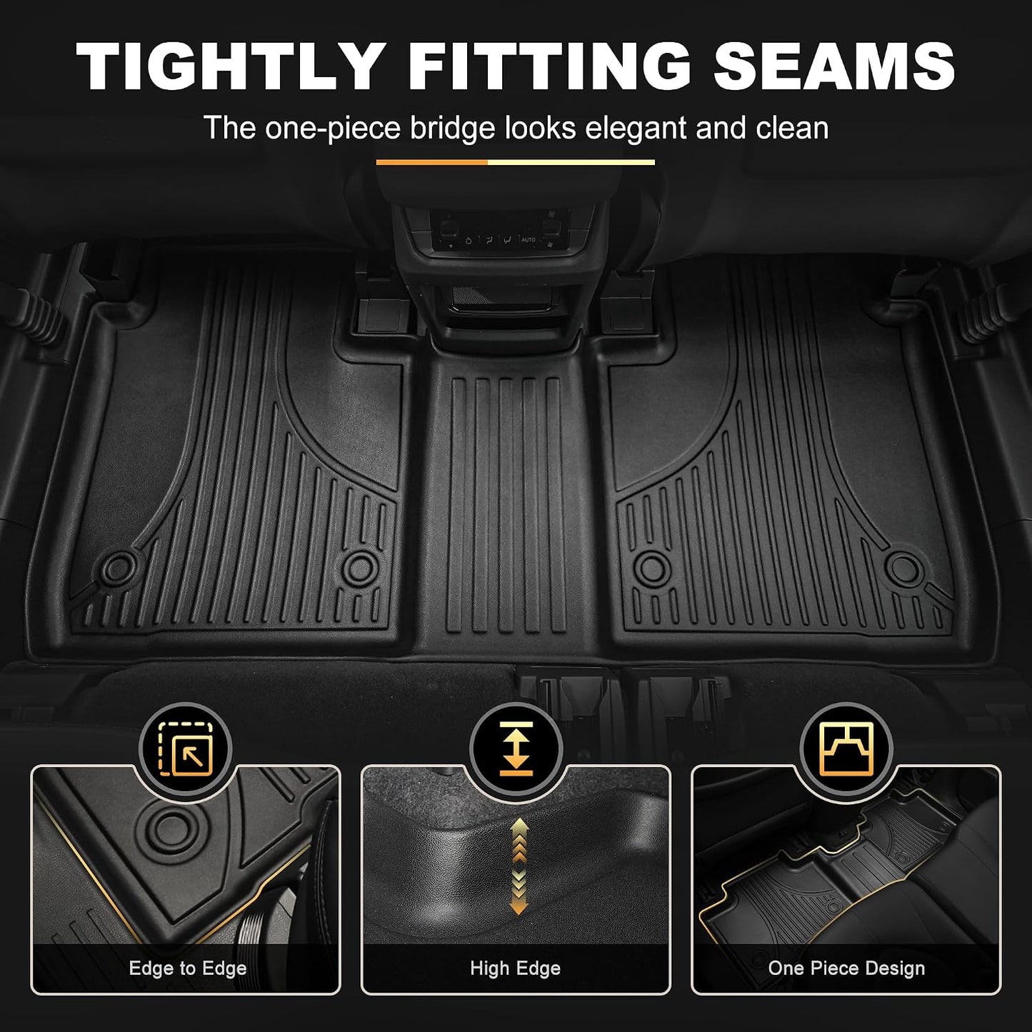 AOMSAZTO Floor Mats for Ford Bronco Sport 2021 2022 2023 2024 2025 2026 | 1st & 2nd Row All Weather Protection Car Floor Liners Waterproof Mats