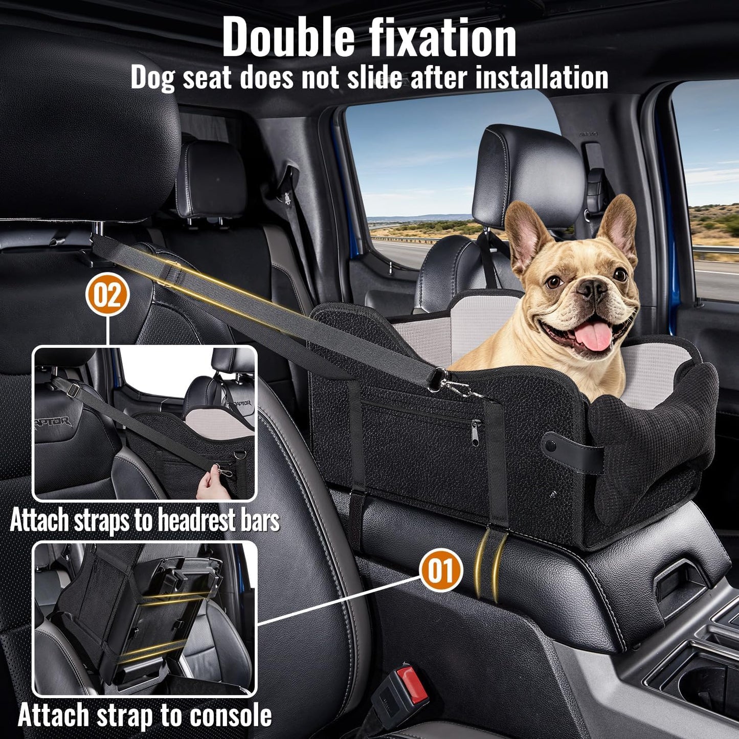 Center Console Dog Car Seat,Dog Car Seats for Small Dogs with Soft Mattress,Pet Puppy Cars Seat (Black, Medium)