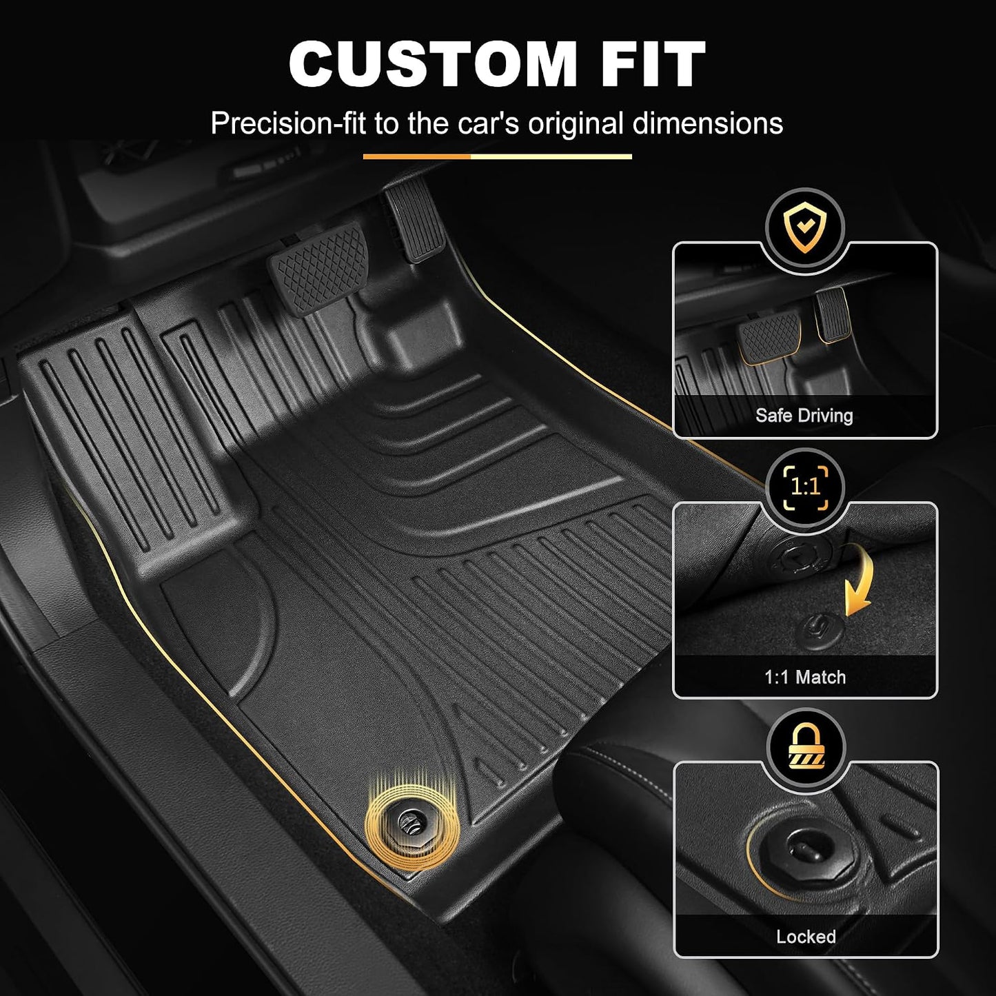 AOMSAZTO Floor Mats & Trunk Mat Fit for Honda Accord 2026 2025 2024 2023 (Gasoline & Hybrid), All Weather TPE Floor Liners with Cargo Mat, Waterproof Non-Slip Car Mats, Black