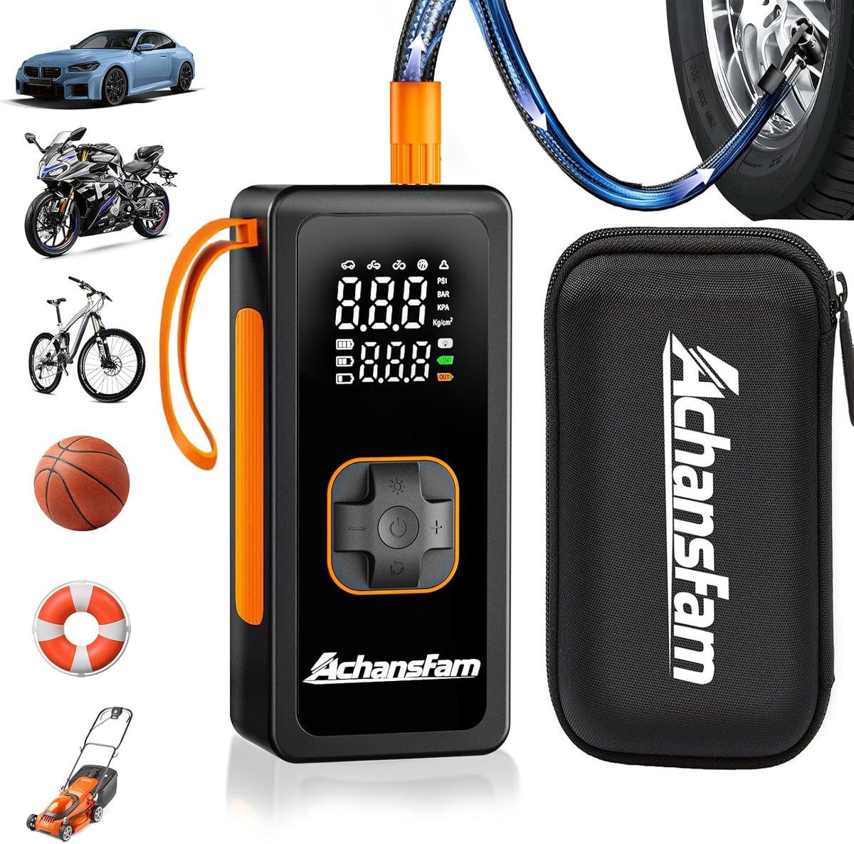 Portable Air Compressor, 48s Fast Inflation, Cordless with Dual Power Supply, 150 PSI Tire Pump with Digital Gauge, Long Runtime & Storage Case for Car, Truck, Bike, Ball
