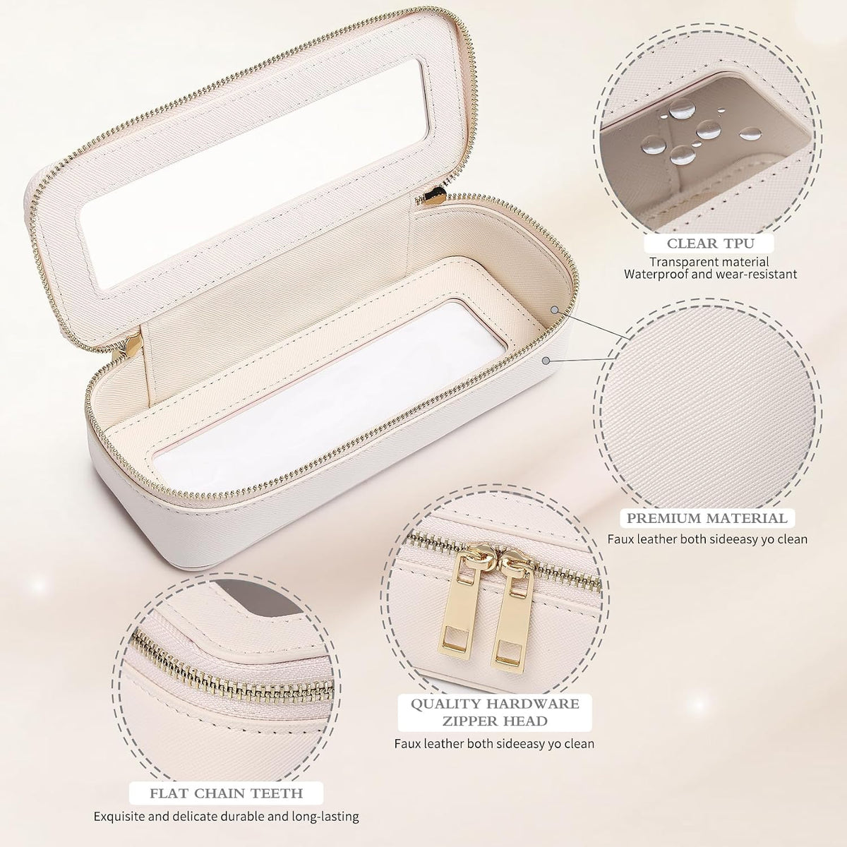 Pinkmik Makeup Brush Case, Beige, SLIM