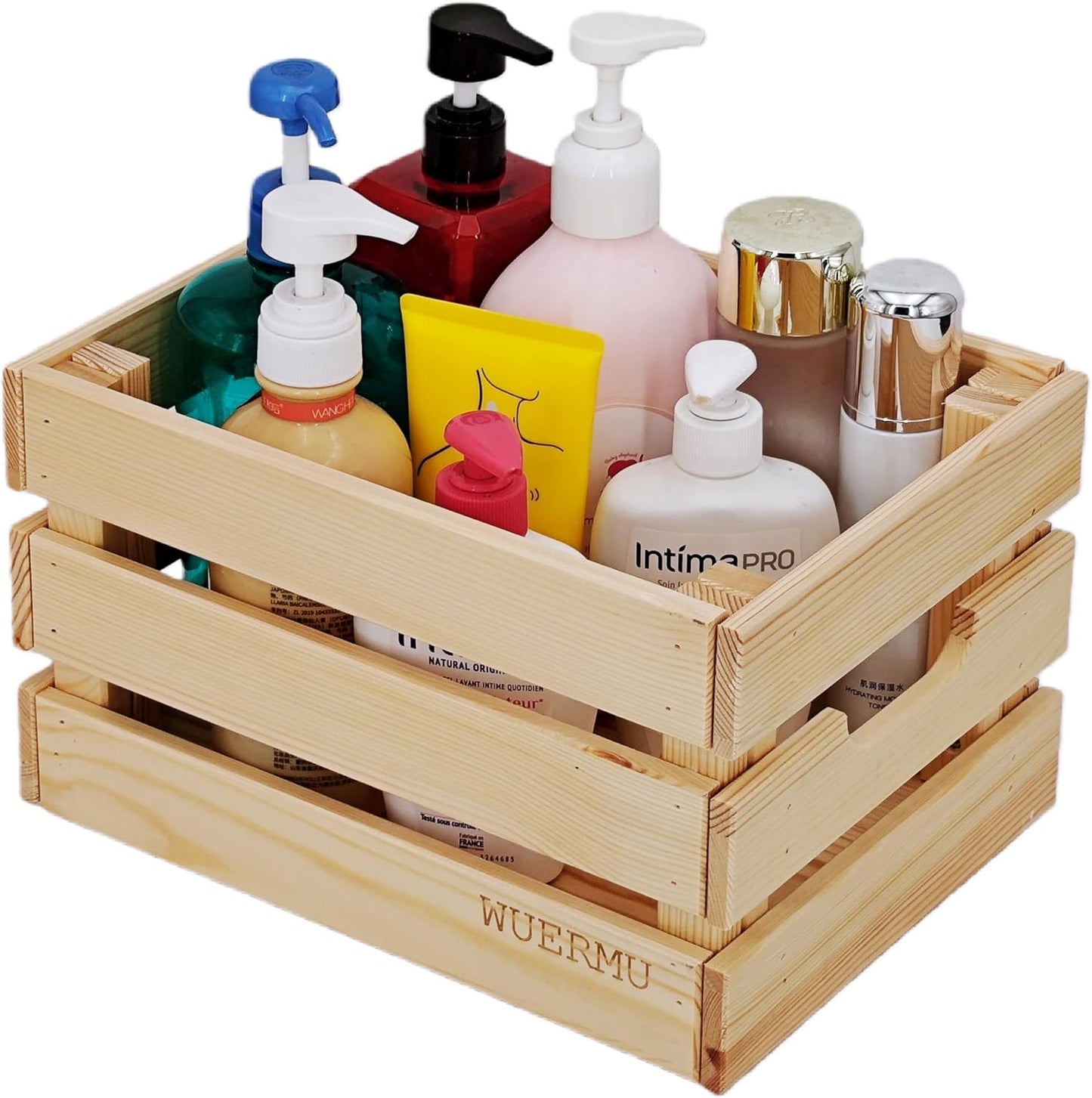 Wooden Crates, Set of 4 for Storage, Milk Crate, Wine Box, Toy Bin, Display Decor, and Camping, 12.2 Inch Sturdy Multi-Purpose Wood Boxes.