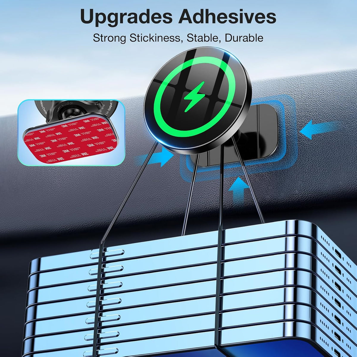Coolpow Magsafe Car Mount Charger, Magnetic Wireless Car Charger for iPhone