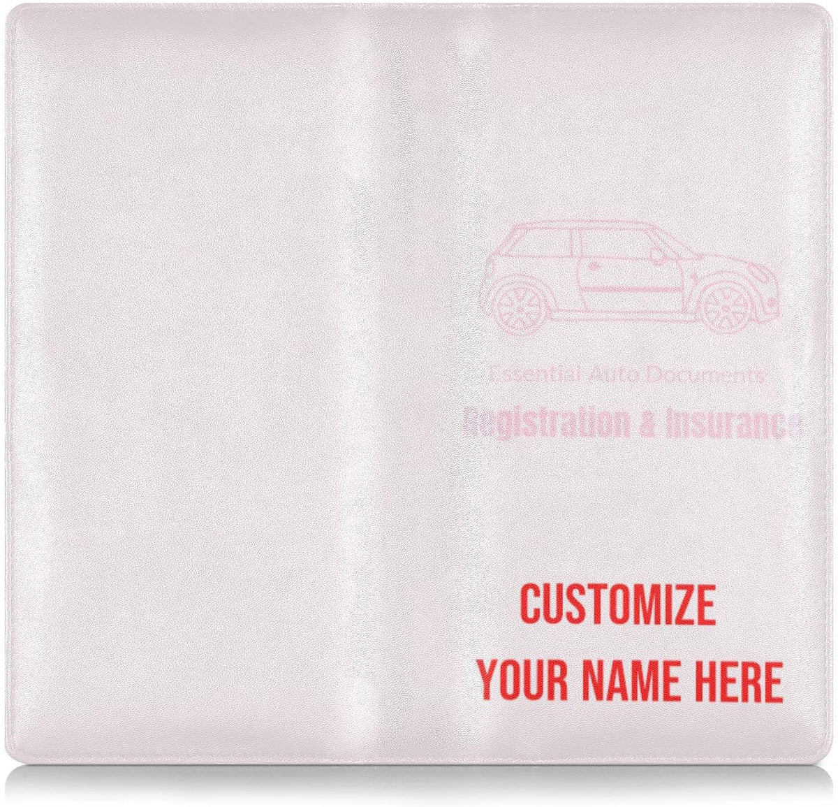 Custom Car Registration and Insurance Card Holder Personalized Leather Glove Box Organize Men Women Wallet Accessories Case for Cards, Essential Document Driver License Blush Pink