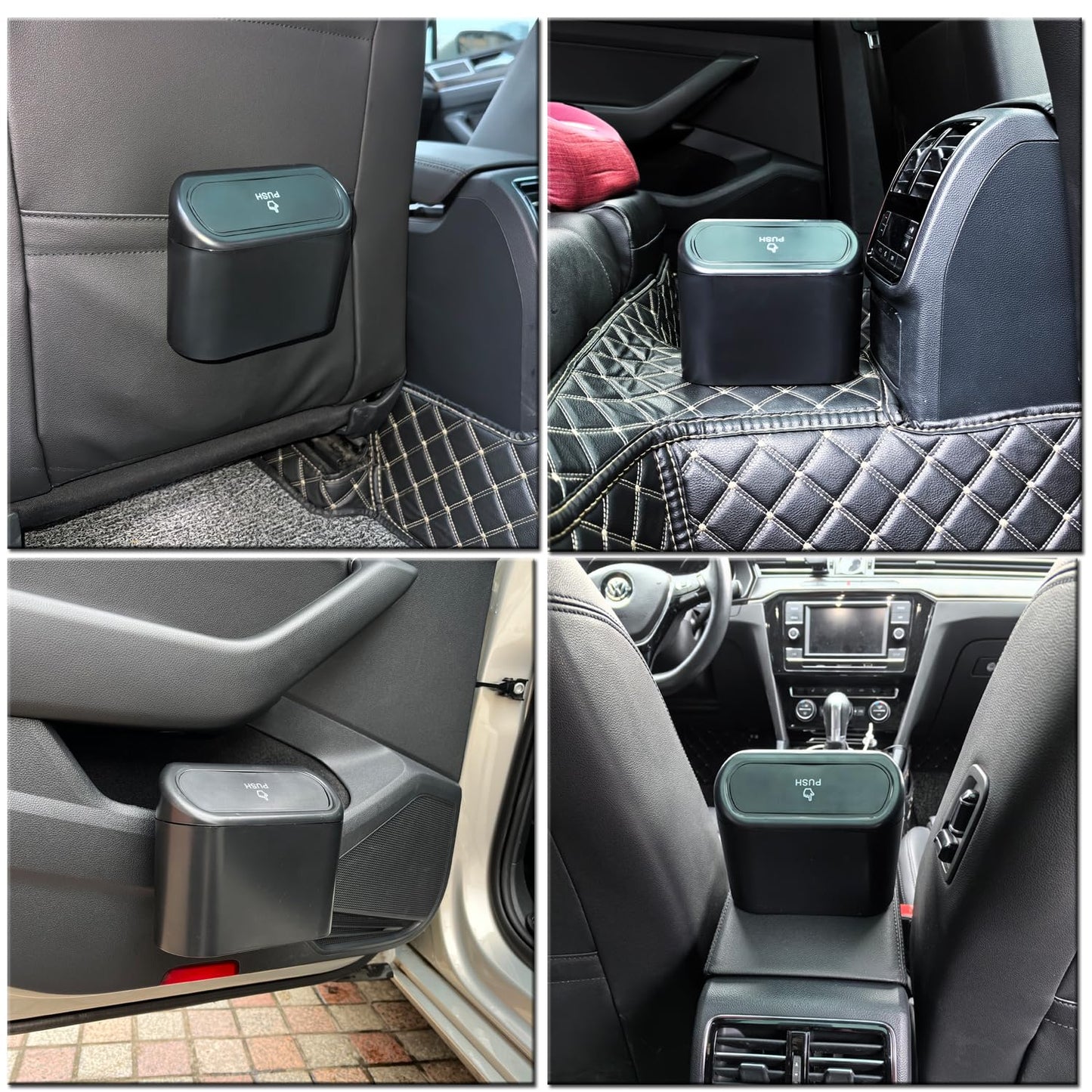 2 Pack Car Trash Can with Lid+4 PCS Car Hooks, Mini Auto Dustbin Trashcan | Includes 120 pcs Trash Bags, Automotive Storage Container Garbage Organizer, Multipurpose Trash Bin for Vehicle, Home, Office