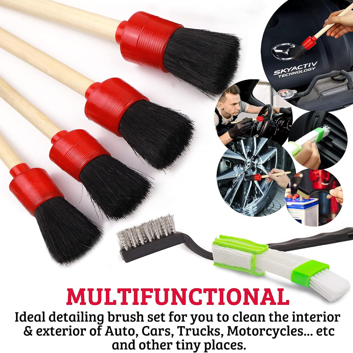 TAKAVU Car Detailing Kit, 12-Piece Set for Interior & Engine Bay Cleaning