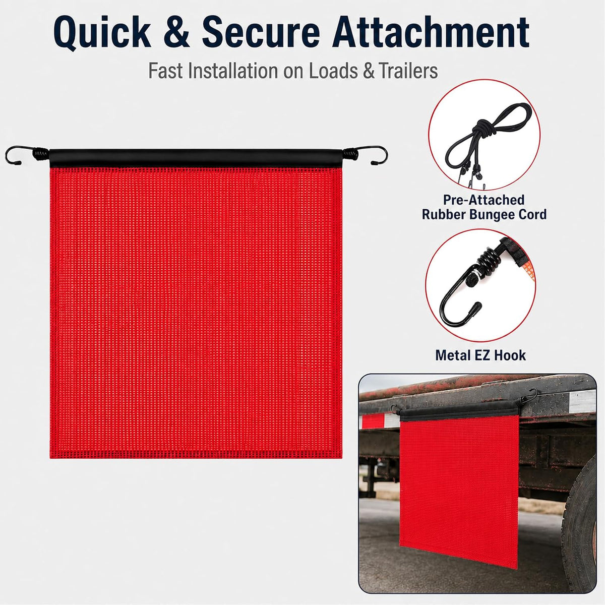 High Visibility Red Safety Flags for Oversize Loads, 18x18 Inch, 4 Pack