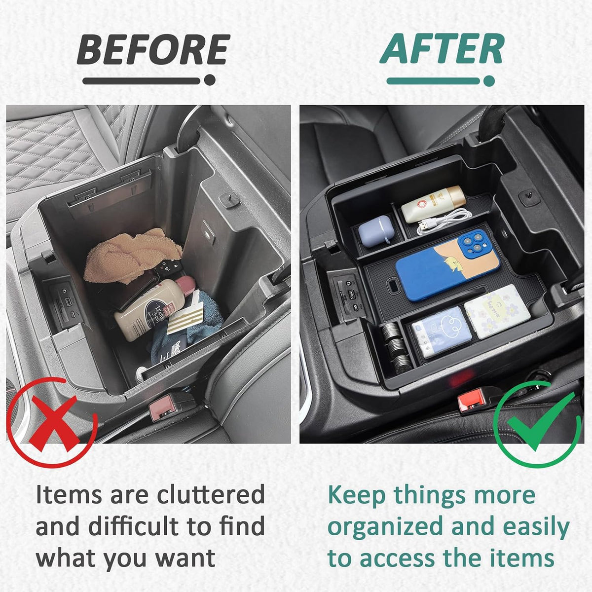Latest Full Size Tray Compatible with 2019-2022 Chevy Silverado/GMC Sierra 1500 and 2020-2023 Silverado/Sierra 2500HD 3500HD, New Center Console Organizer (Full Console w/Bucket Seats ONLY)