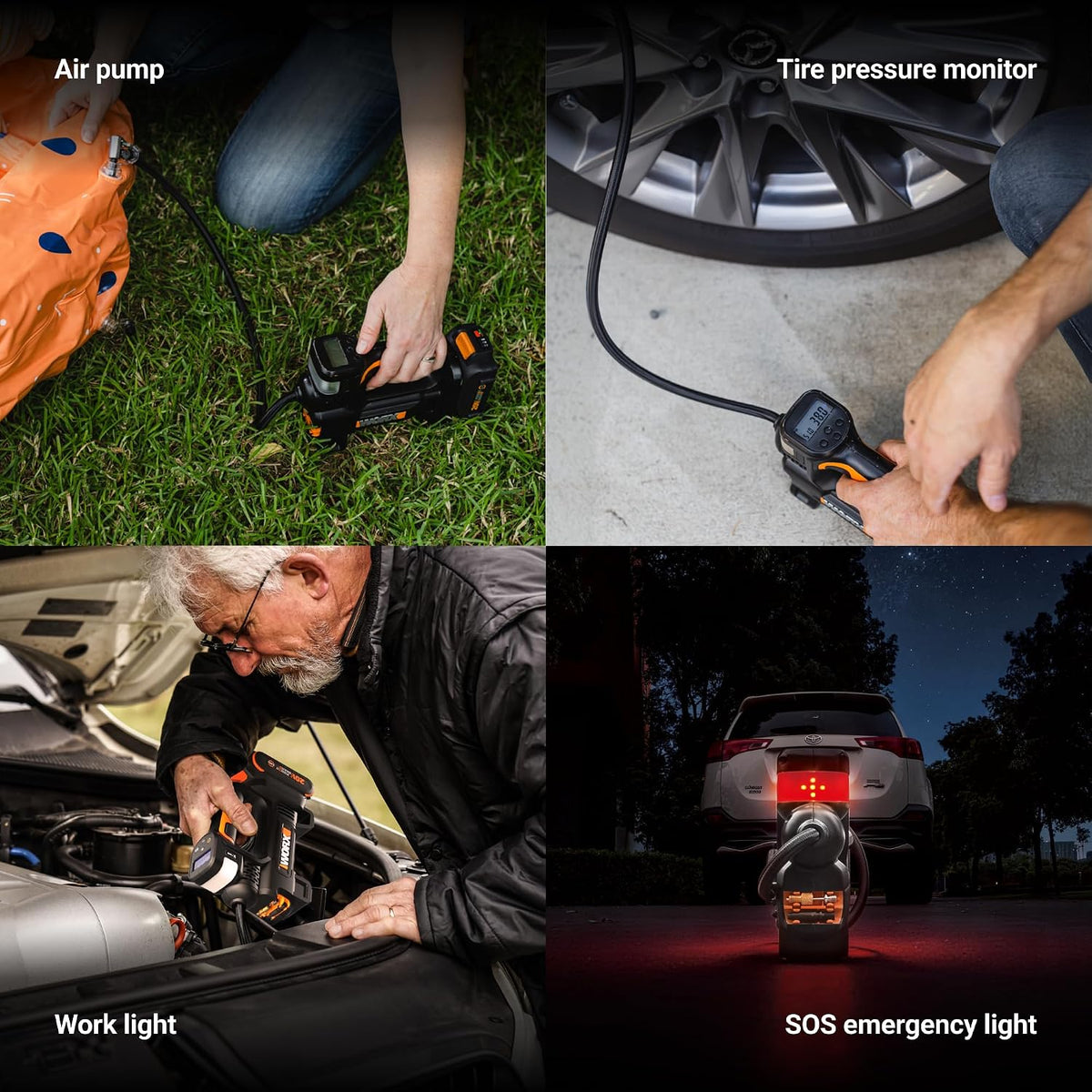 WORX Cordless Tire Inflator 20V Air Compressor, WX092L.9