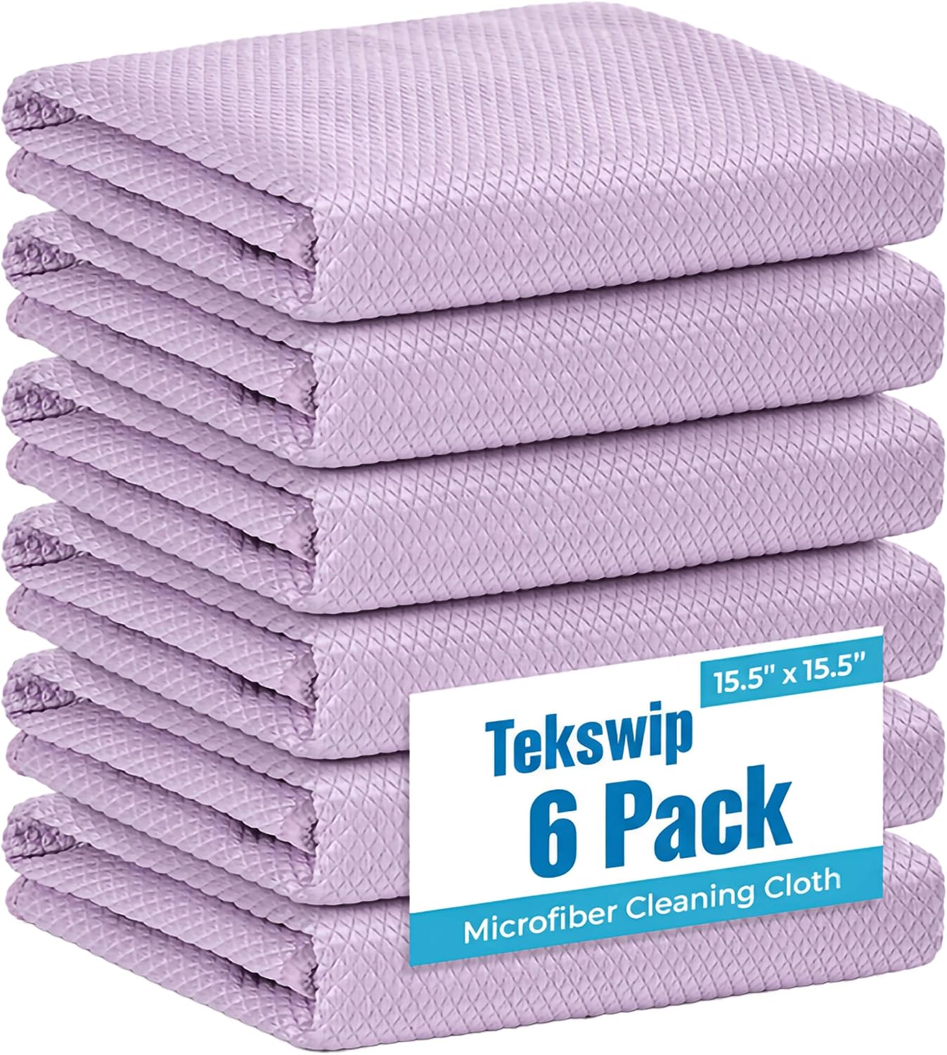 Professional Auto Detailing Microfiber Cloths 6 Pack, 15.5"x15.5" Glass Cleaning Towels for Car Windshield, Window and Interior, Lint Free Streak Free Polishing Rags for High Gloss Shine