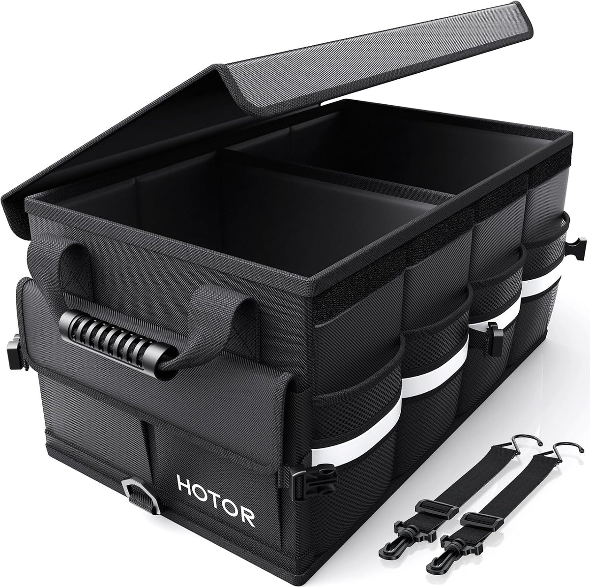 HOTOR Car Trunk Organizer - Foldable Car Storage for SUV, 2 Compartments