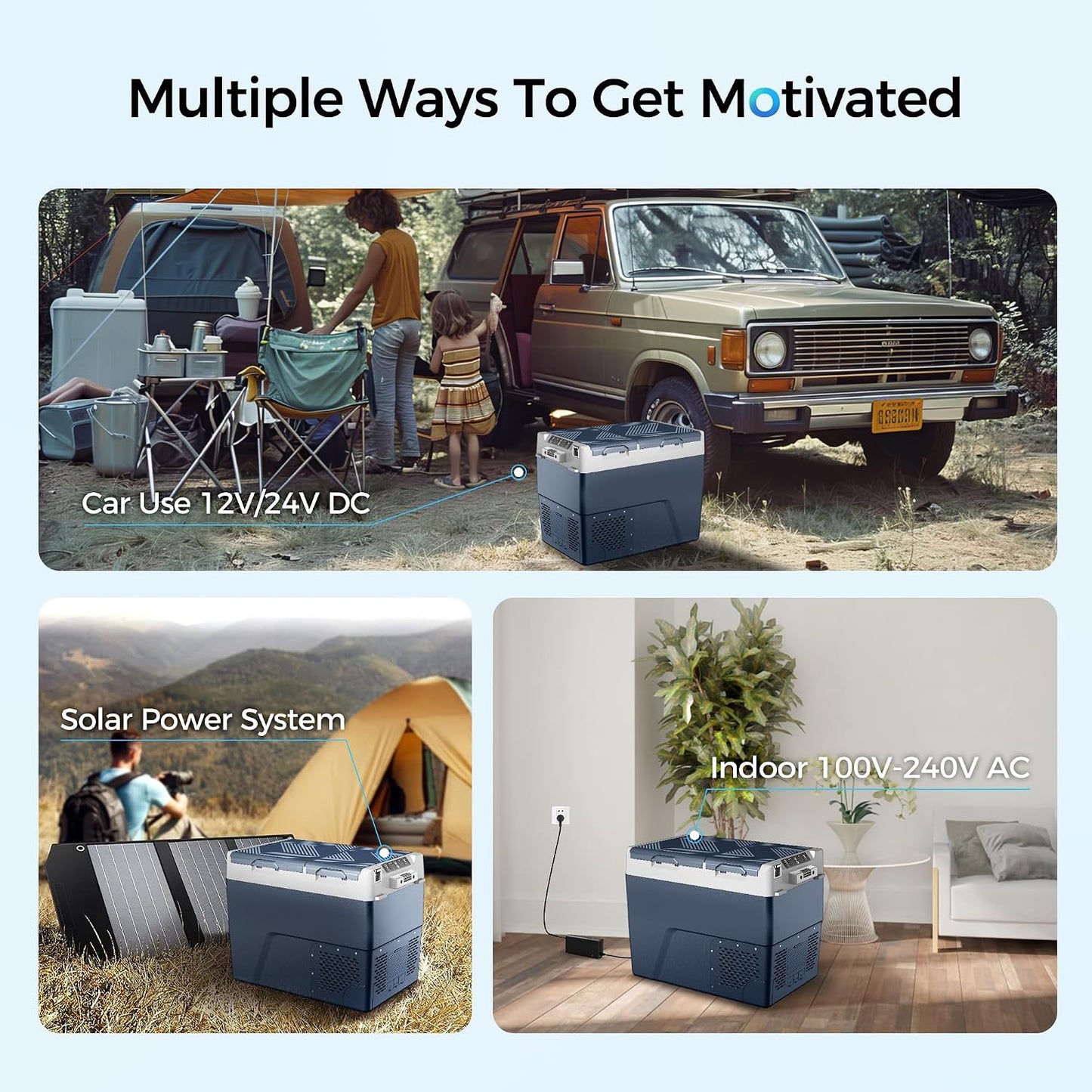 Feelfunn 12 Volt Refrigerator Car Fridge - 61QT(58L) Dual Zone Electric Cooler, Car Refrigerator -4℉~68℉, Portable Refrigerator 12/24V DC 100-240V AC, Portable Freezer for Travel Camping RV Home