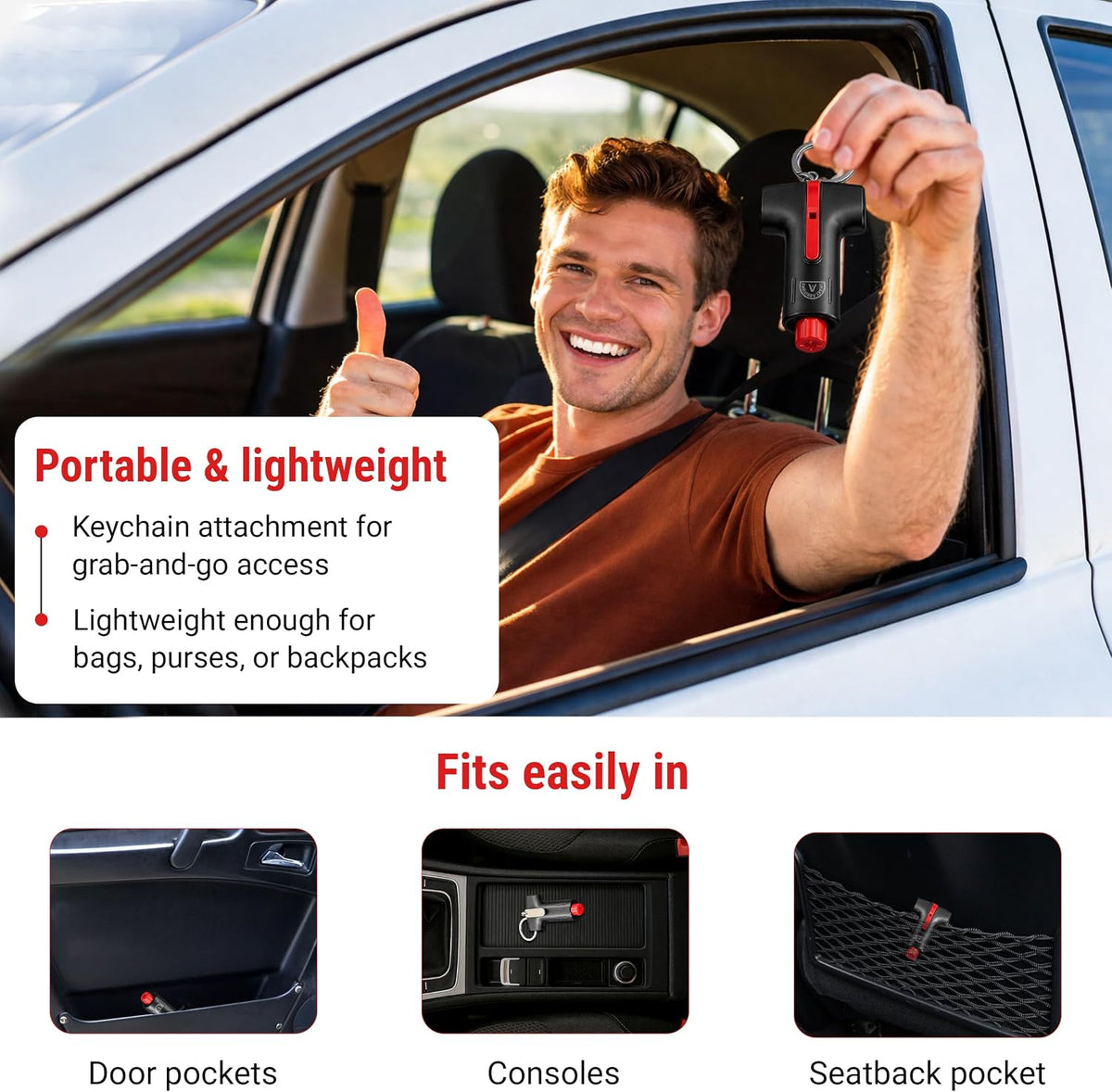 ADD-SCAPE 3-in-1 Car Emergency Escape Tool – Glass Breaker & Belt Cutter