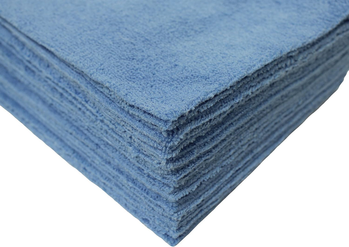 Detailer's Preference Premium Edgeless Microfiber Towels, 350 GSM, Ultra Soft, Lint-Free, Streak-Free, Scratch-Free, Highly Absorbent, for Auto, Home, and Detailing,16x16, 12-Pack, Light Blue