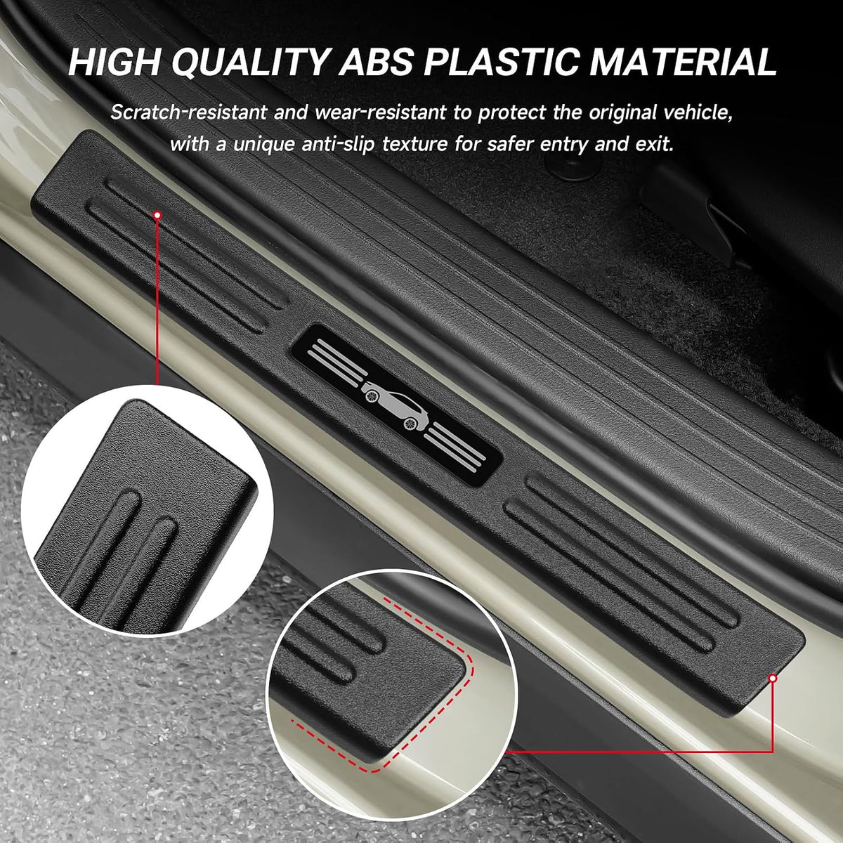 4PCS Door Sill Protector Compatible with Mazda 2023-2026 CX50 CX-50 Accessories Matte Black ABS Plastic Material Automobile Door Entry Guards