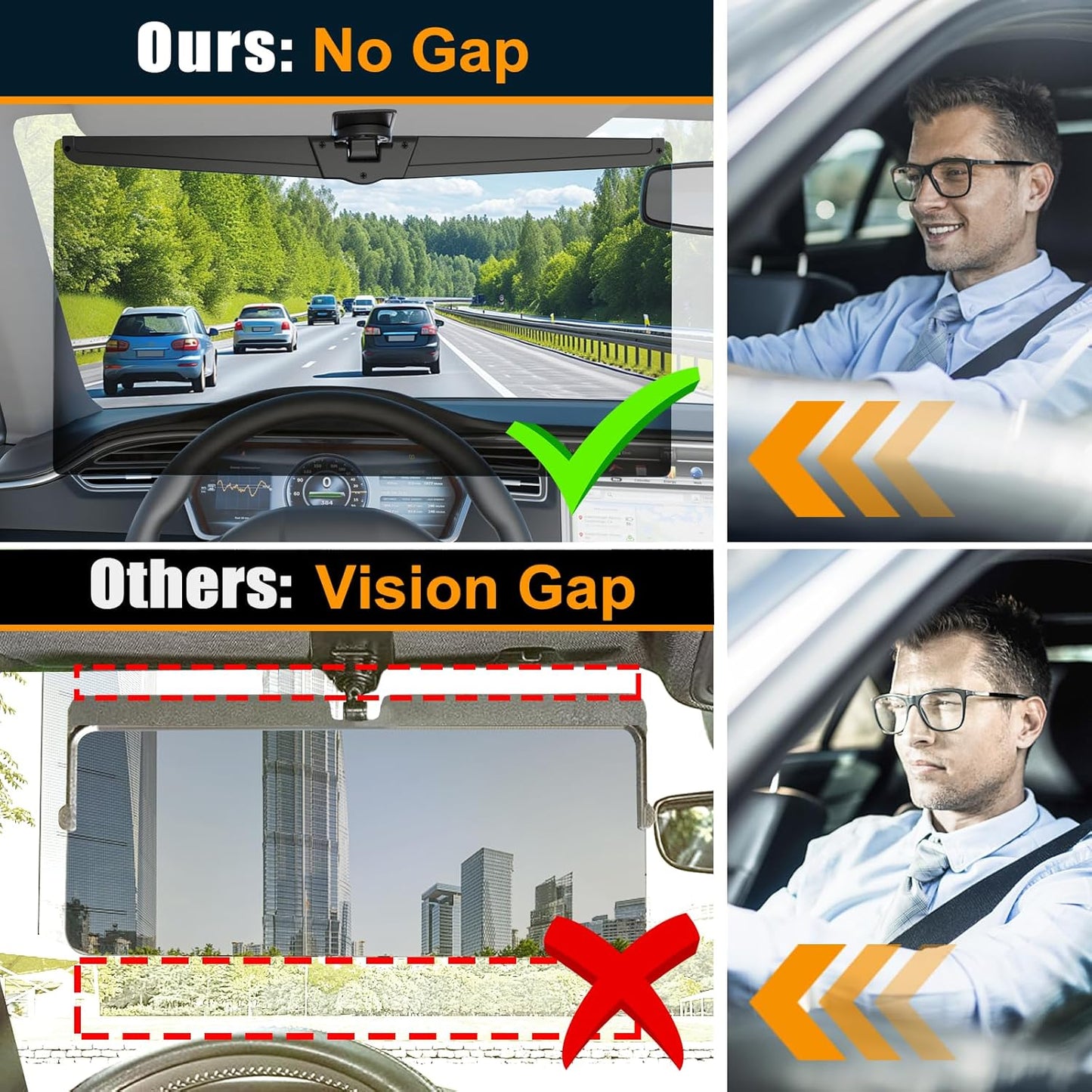 Veharvim Sun Visor Extender for Cars, Polarized Car Visor Extender Sun Blocker UV400, Adjustable Visor Extension, Clip on Sun Visor for Car, Universal, Glare, UV Protector