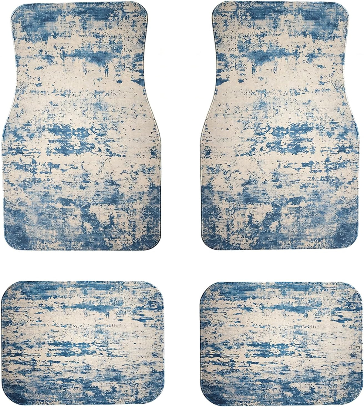 Premium Linen Vintage Car Floor Mats Full Set |Blue & Ivory Persian Floral Car Decor for Women,Men | Waterproof All-Weather Universal Fit for SUV, Sedan | Luxury Car Accessories, Non-Slip