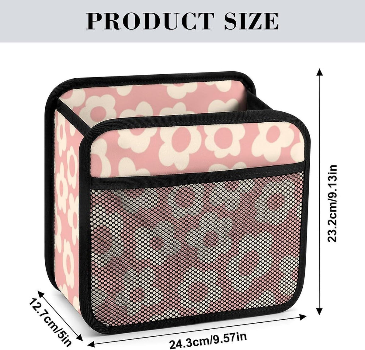 Car Backseat Organizer - Cute Aesthetic Car Storage Bin with Mesh Pocket & Reinforced Base - Universal Fit Hanging Seat Back Accessories for Women (Pink)