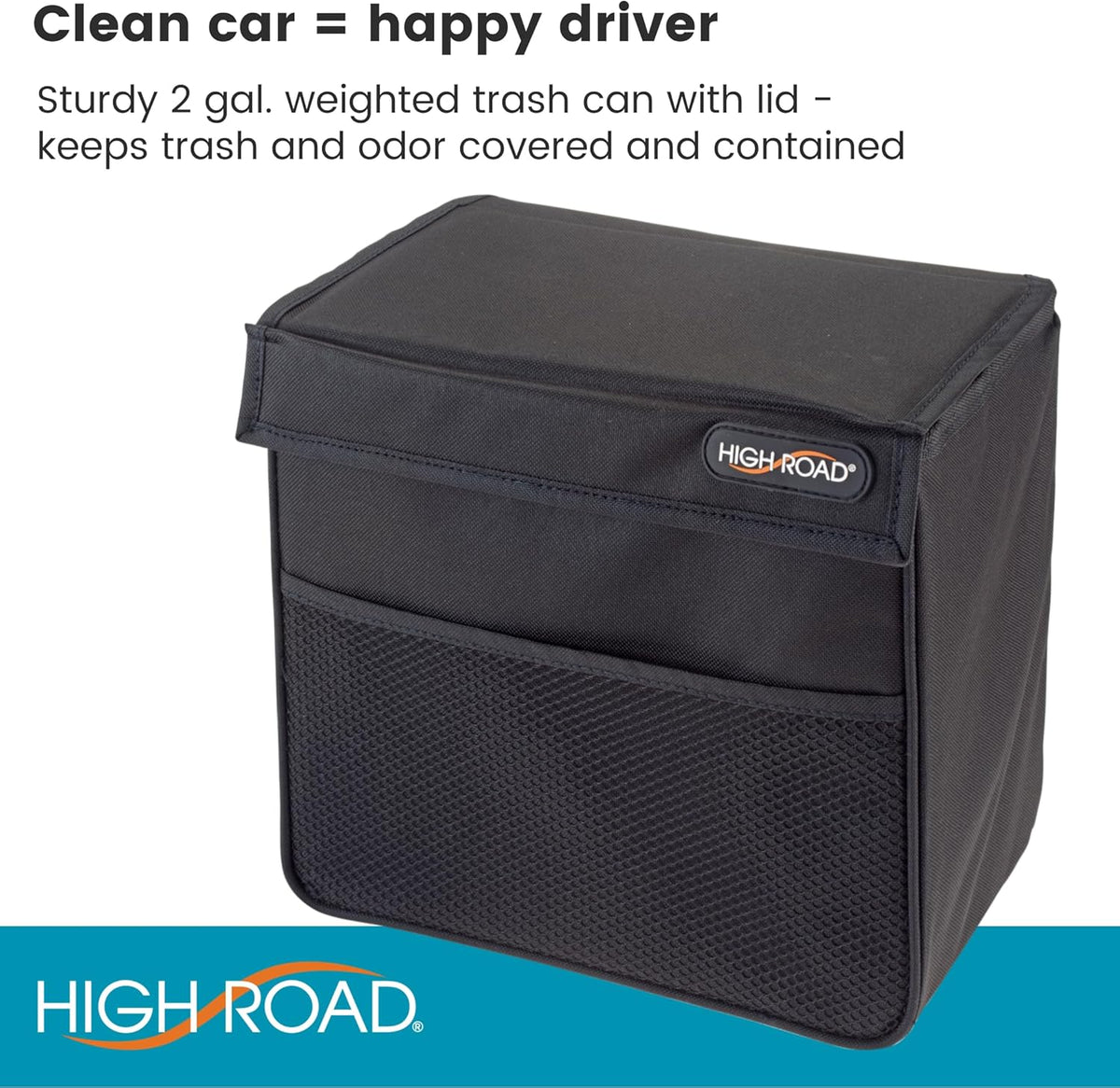 Weighted Car Trash Can with Lid, Storage Pocket and Leakproof Liner
