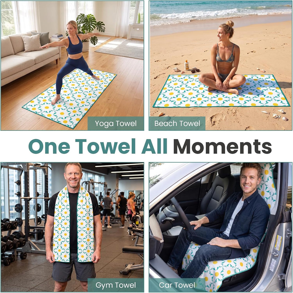 Car Seat Cover Towel for Front Seats Non-Slip with Headrest Pocket & Strap