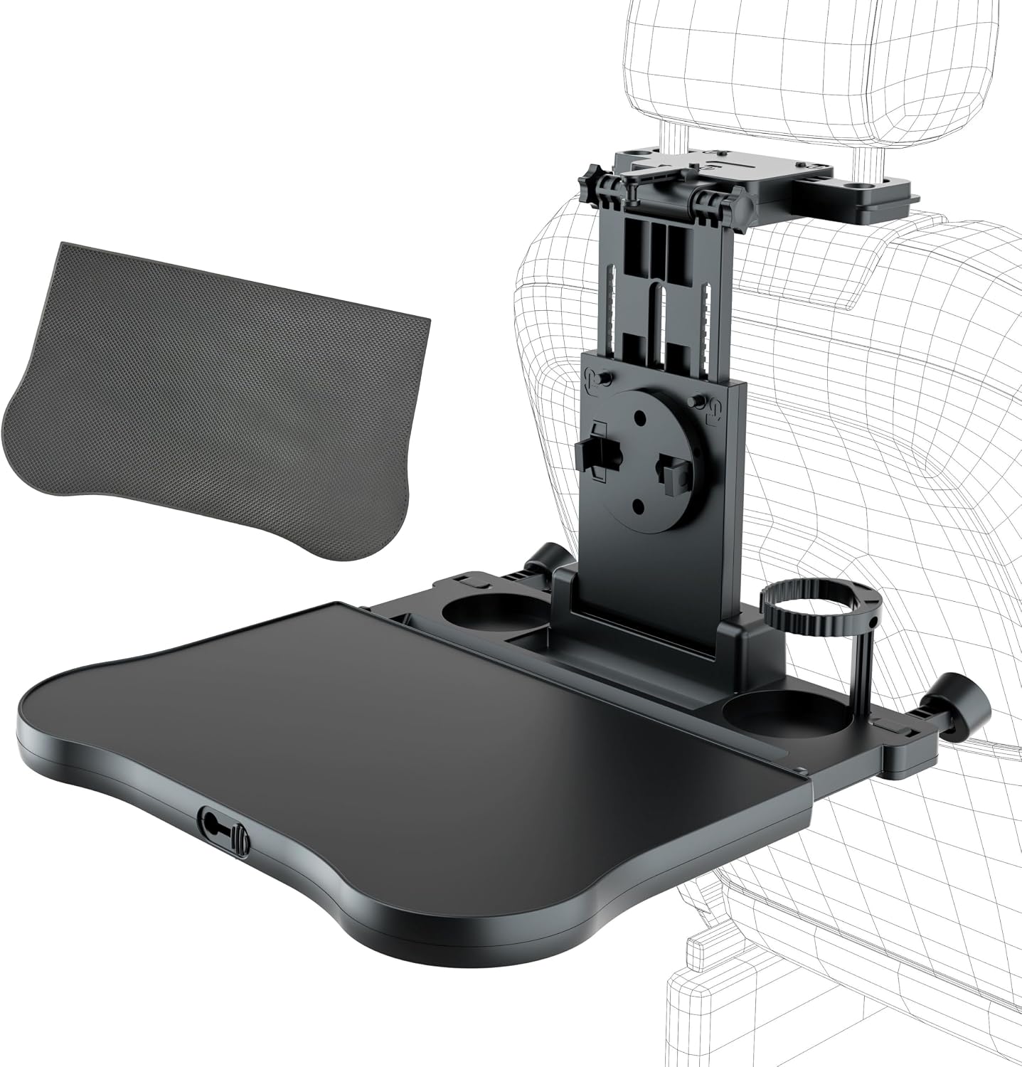 Car Seat Tray, Car Back Seat Tray Table for Kids, Foldable Travel Tray for Rear Passenger Seat, Car Food Trays for Eating, Car Desk for Laptop Working on the Road with Non-Slip Mat