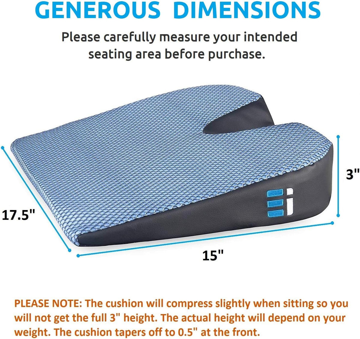 Premium Wedge Car Seat Cushion for Driving - Sciatica Seat Cushion for Car, Office, Home, Back Pain, Hip Support, Sciatica Pain Relief - Ergonomic Non-Slip Memory Foam Driving Pillow 17.5 x 15 x 3.5