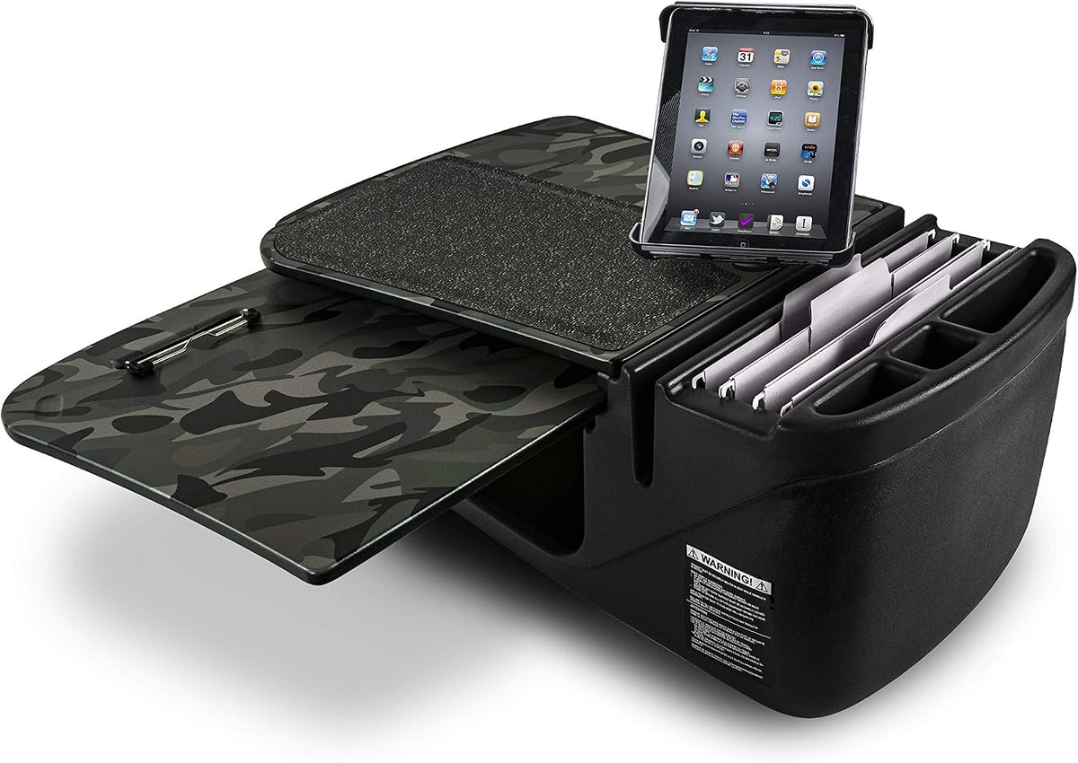 AutoExec AUE10624 GripMaster Car Desk Green Camouflage Finish with Built-in 200 Watt Power Inverter and Tablet Mount