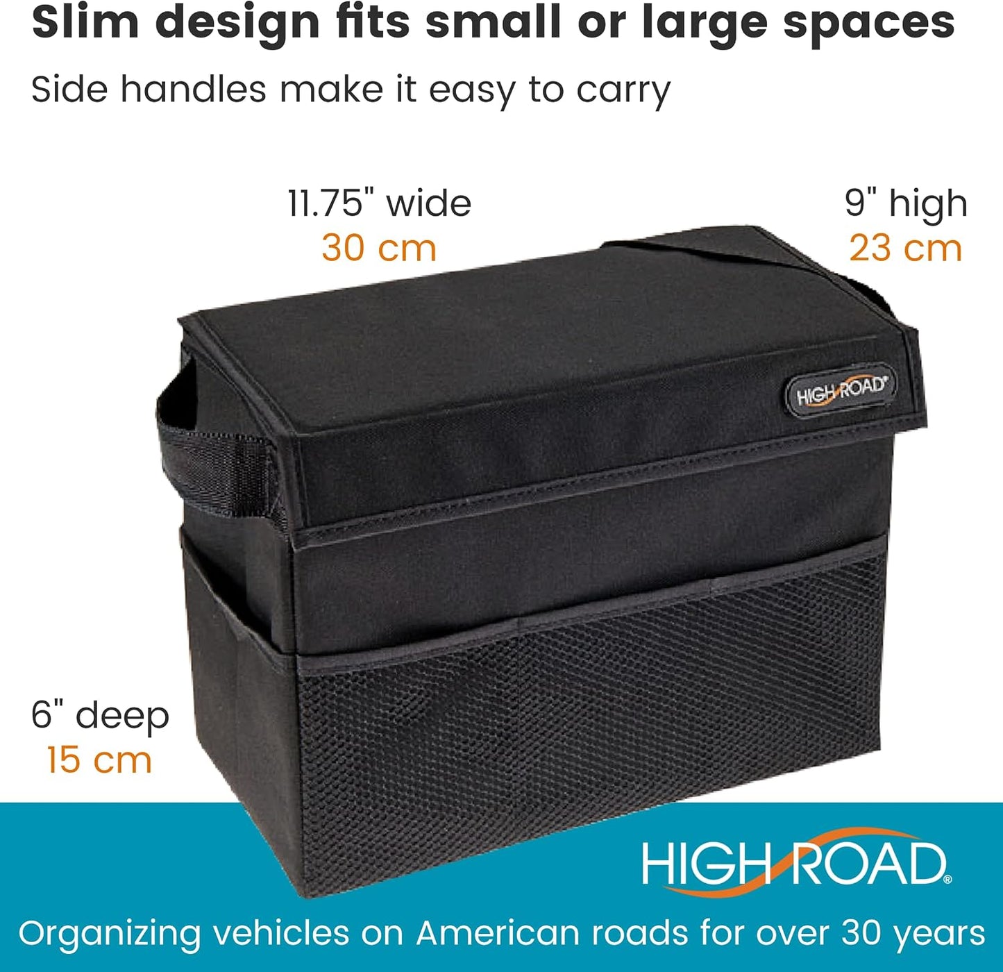 High Road Carganizer Car Storage Bin with Lid - Multipurpose Storage Box for Car for the Back Seat, Front Seat or Trunk - Univeral Car Organizer Fits All Vehicles