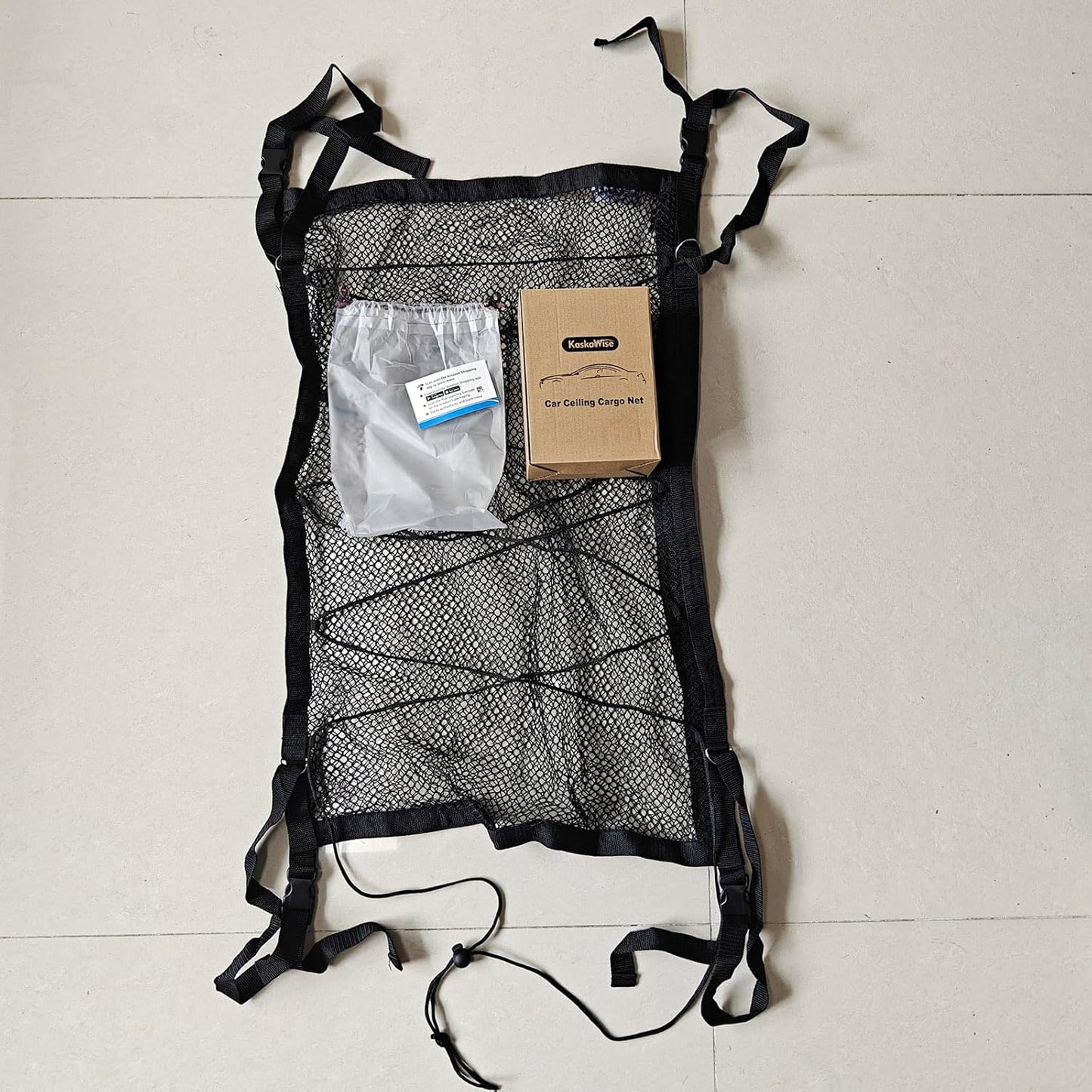 Car Ceiling Cargo Net, 31"x21" Adjustable Double-Layer Mesh SUV Roof Organizer, Van Life Accessories for Long Trip, Car Camping Essentials, Road Trip Must-Haves for Overhead Storage