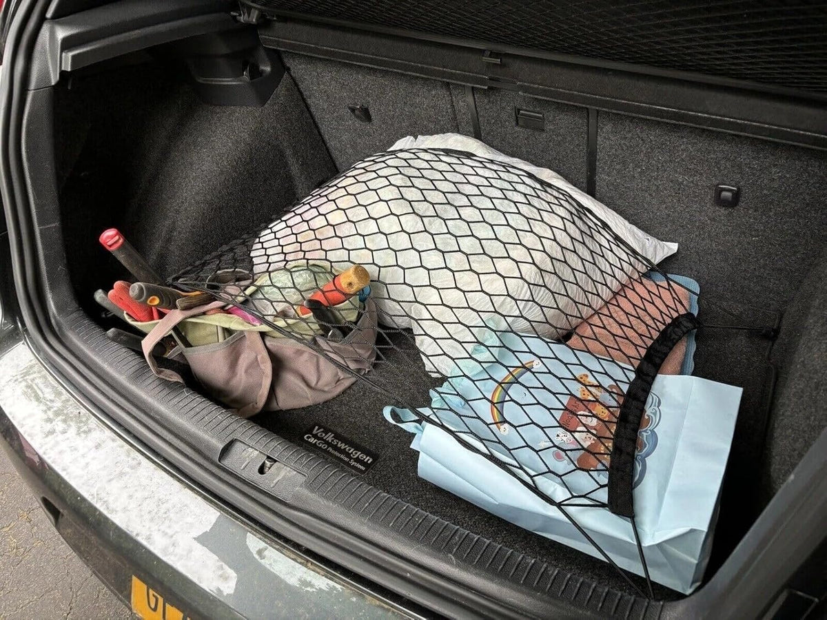 Trunk Organizer Cargo Net for VW Volkswagen Golf GTI 2006-2026 – Floor Style Cargo Net for Hatchback–Premium Mesh Car Trunk Organizer Vehicle Carrier Storag–Compatible with VW Golf GTI