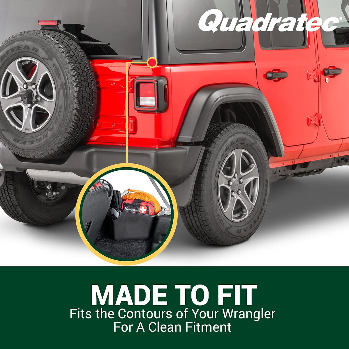 Quadratec Rear Wheel Well Storage Organizer Bin, 2-Piece Set for Left & Right Side - Fits Jeep Wrangler JL Unlimited 4-Door 2018-2022 - Interior Jeep Wrangler Accessories - Cargo Area Storage Box