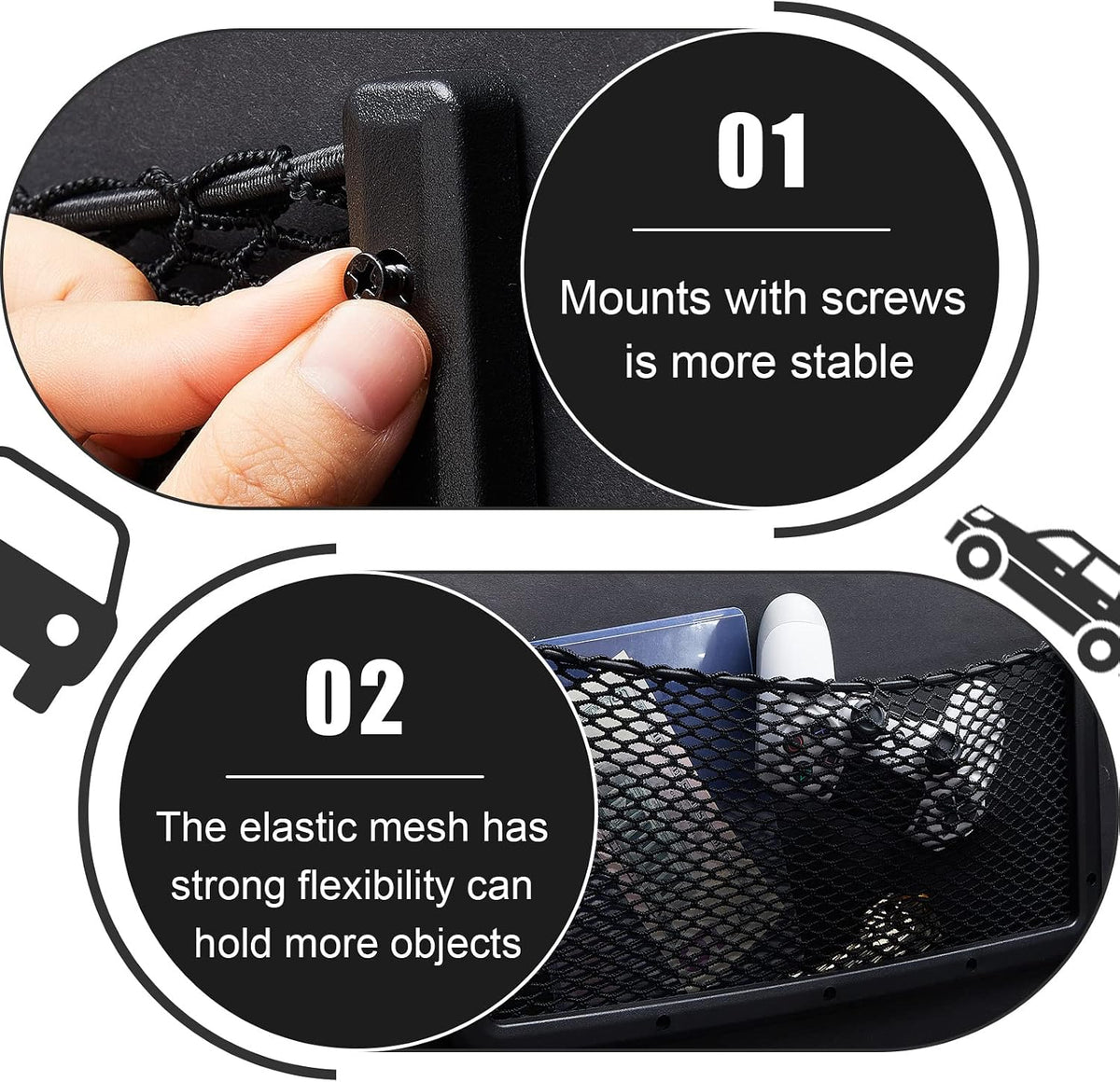 Frienda 4 Pcs Bungee Net Pocket Framed Mesh Car Boat RV,16 X 8 Inch