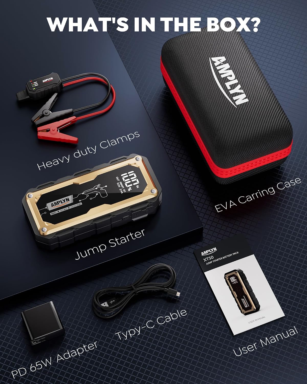 Portable 5000A DMI Jump Starter,12V Car Battery Jump Starter
