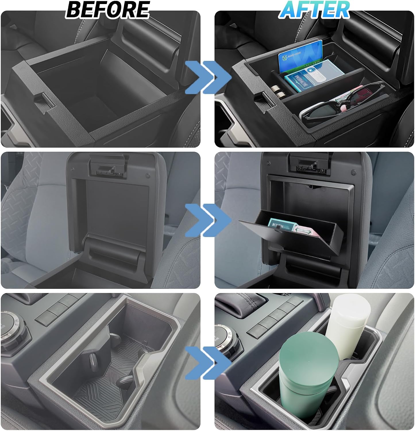 Center Console Organizer Compatible with 2025-2026 Toyota 4Runner (6th Gen) Interior Accessories, Cup Holder, Armrest Organizer Tray and Hidden Storage Box