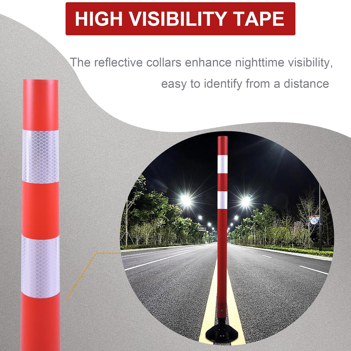 OrangeStar 48" Orange Traffic Delineator Cones 8-Pack Safety Post Cones