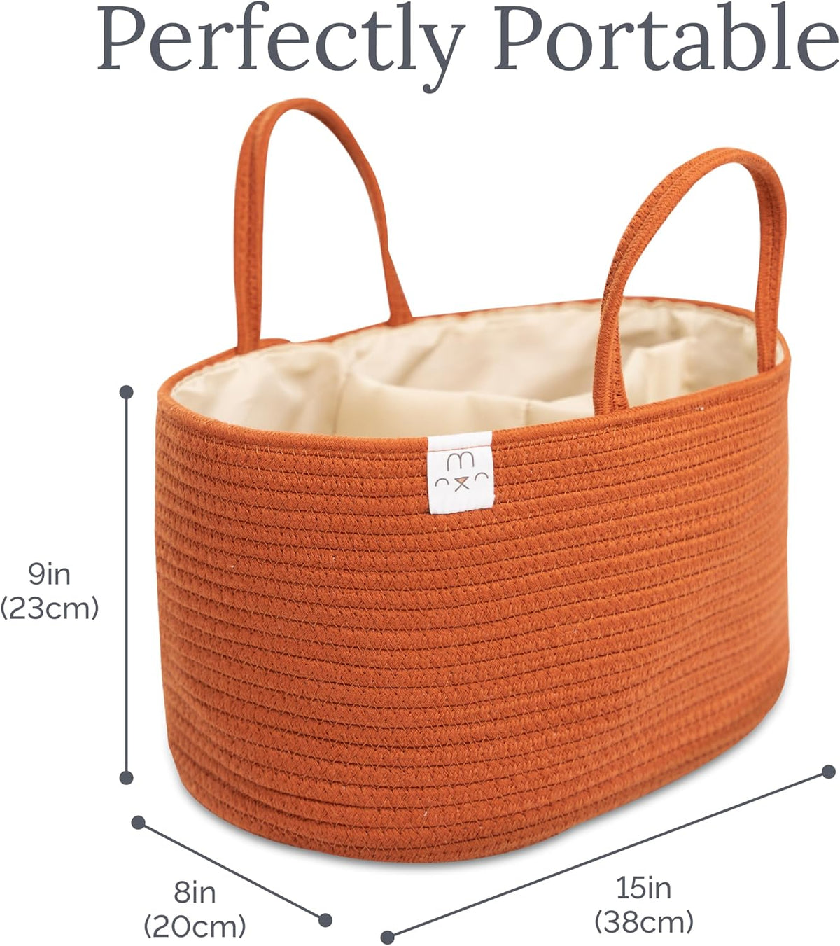 Natemia Rope Diaper Caddy Organizer – Nursery Storage Basket with 3 Compartments for Breast Pump Storage, Diapers, Wipes & Toys – Portable Tote and Gift Bag for Registry and Newborn Essentials