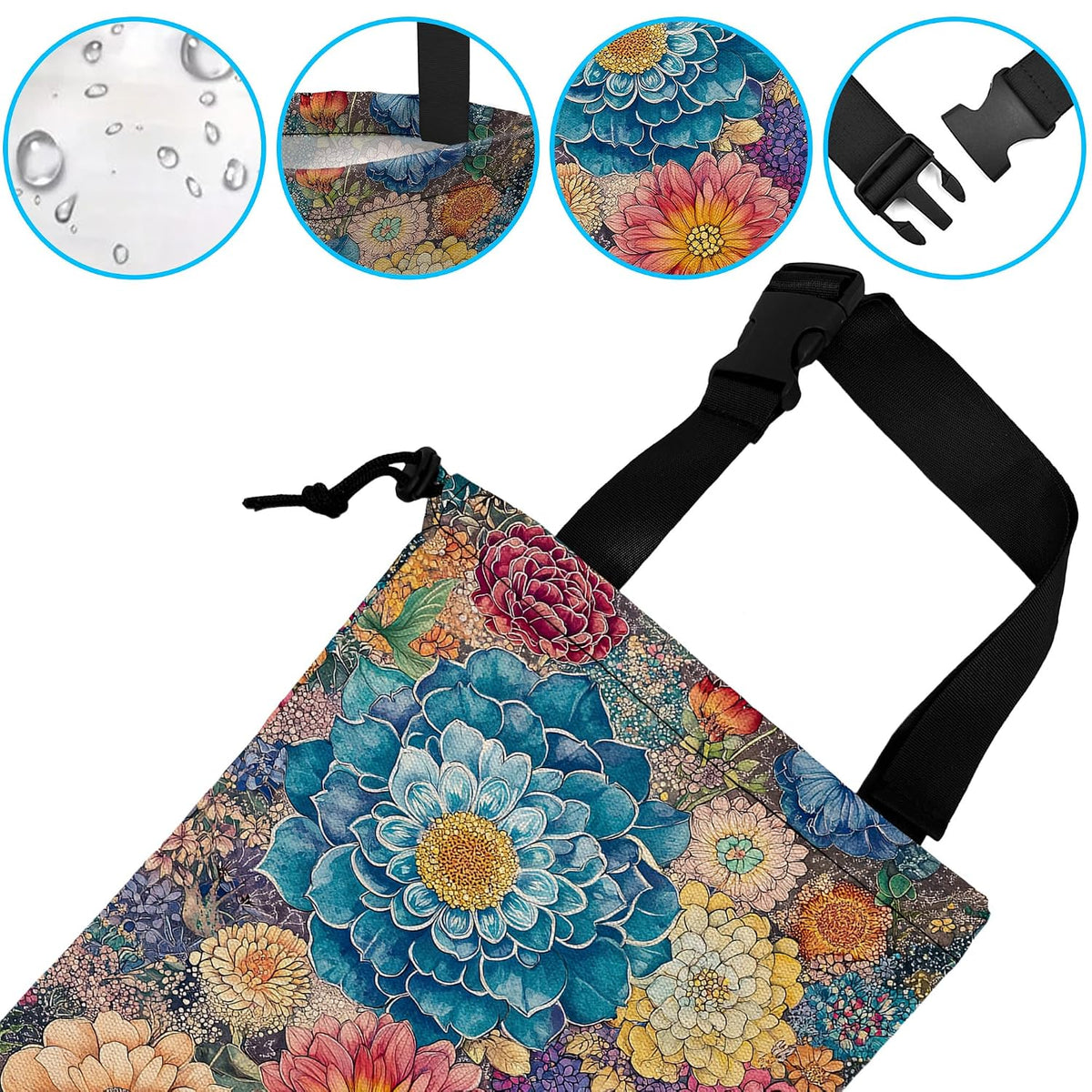 Car Trash Bag Hanging Blooming Flowers Car Trash Can Waterproof Garbage Bag Hanging for Car Back Seat