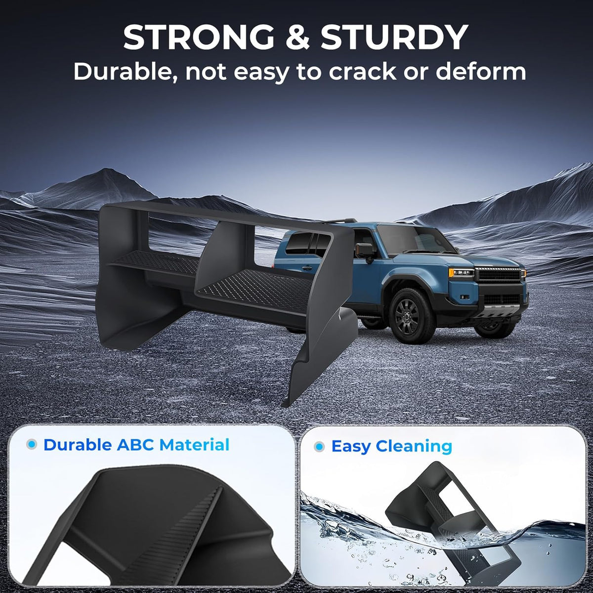 Center Console Organizer for Toyota Land Cruiser Prado 250 2027 2026 2025 2024, Interior Accessories Storage Box Insert Tray for 2024-2027 Land Cruiser, Black