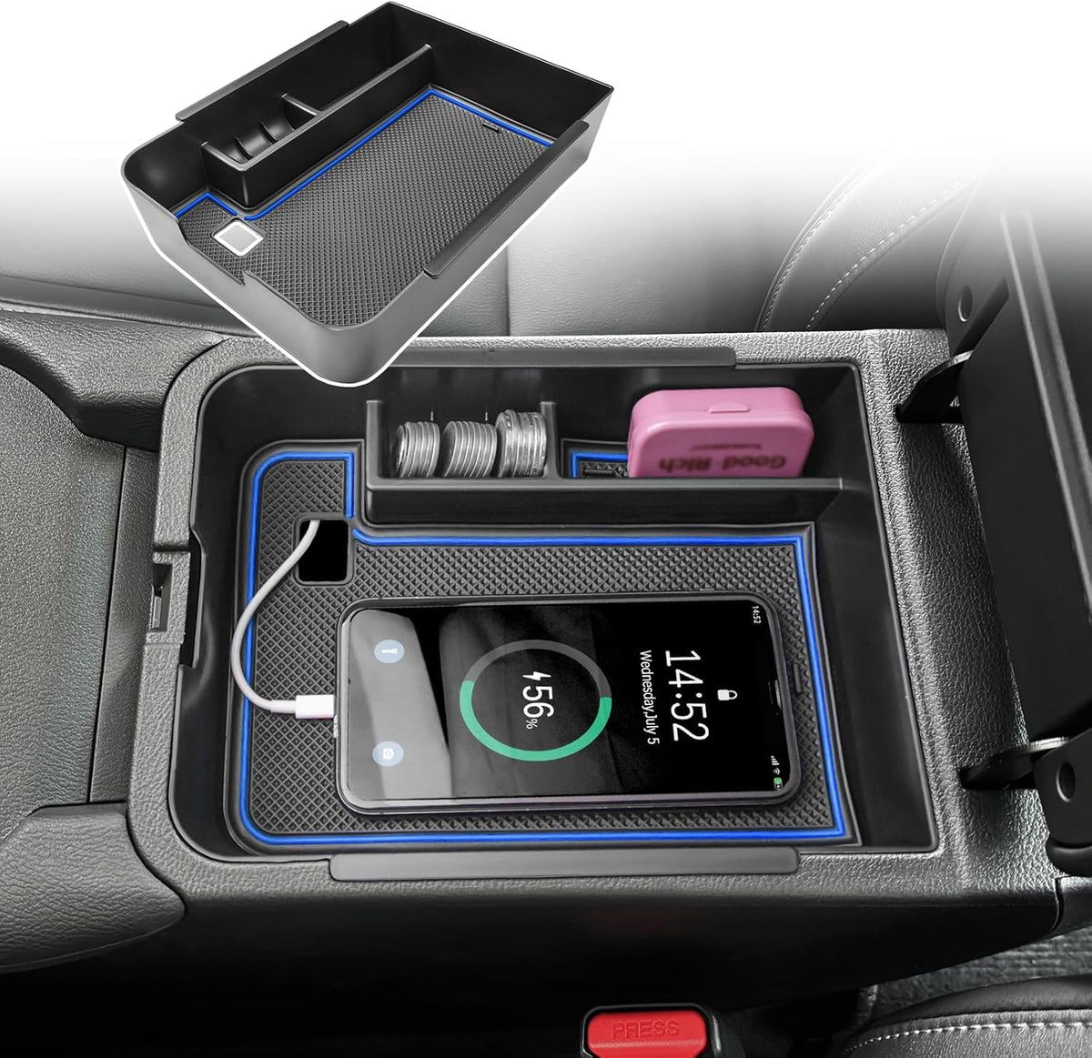 Center Console Organizer Tray for 2020-2025 Nissan Sentra, Blue Trim