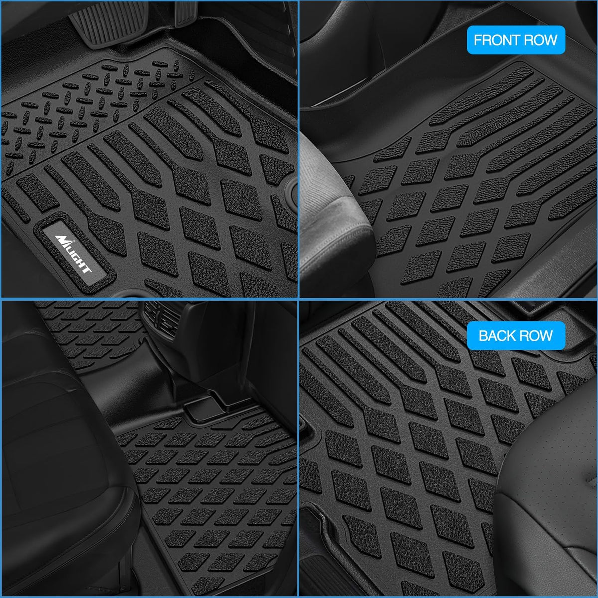 Nilight TPE Floor Mats for Chevy Silverado GMC Sierra 1500 Crew Cab 2007-2013, Silverado GMC Sierra 2500 3500 2007 2008 2009 2010 2011 2012 2013 2014 All Weather Custom Fit Heavy Duty Floor Liners