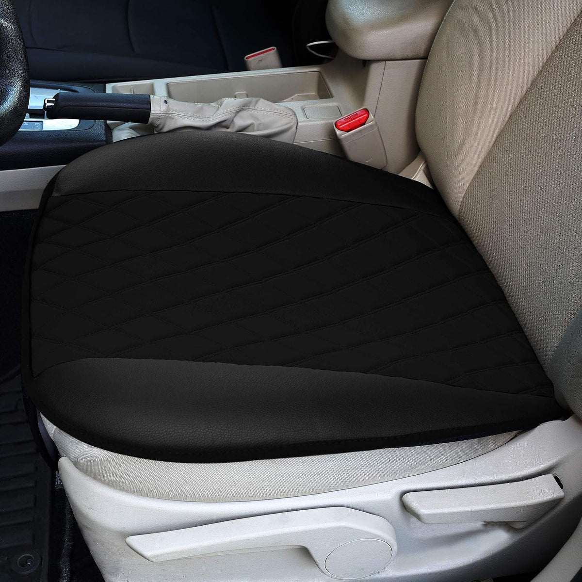 FH Group Car Seat Cover Cushion - 2 Pack Seat Covers for Cars Trucks SUV, Faux Leather Car Seat Cushions, Waterproof Car Seat Cover Cushion, Universal Fit Car Seat Protector Front Set Black