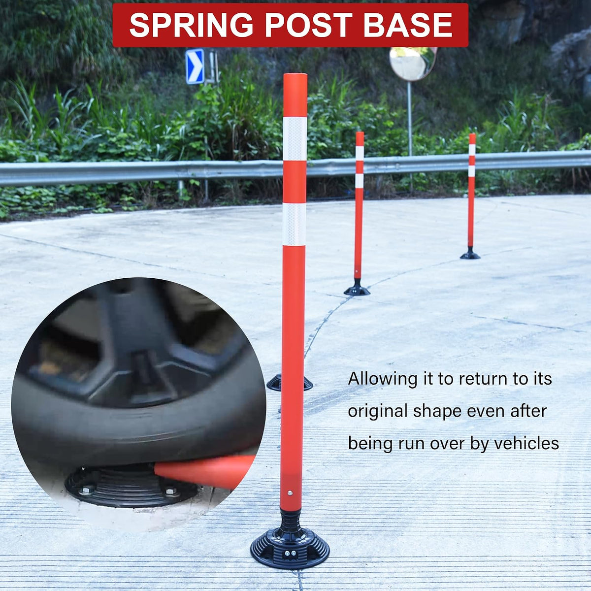 OrangeStar 48" Orange Traffic Delineator Cones 8-Pack Safety Post Cones