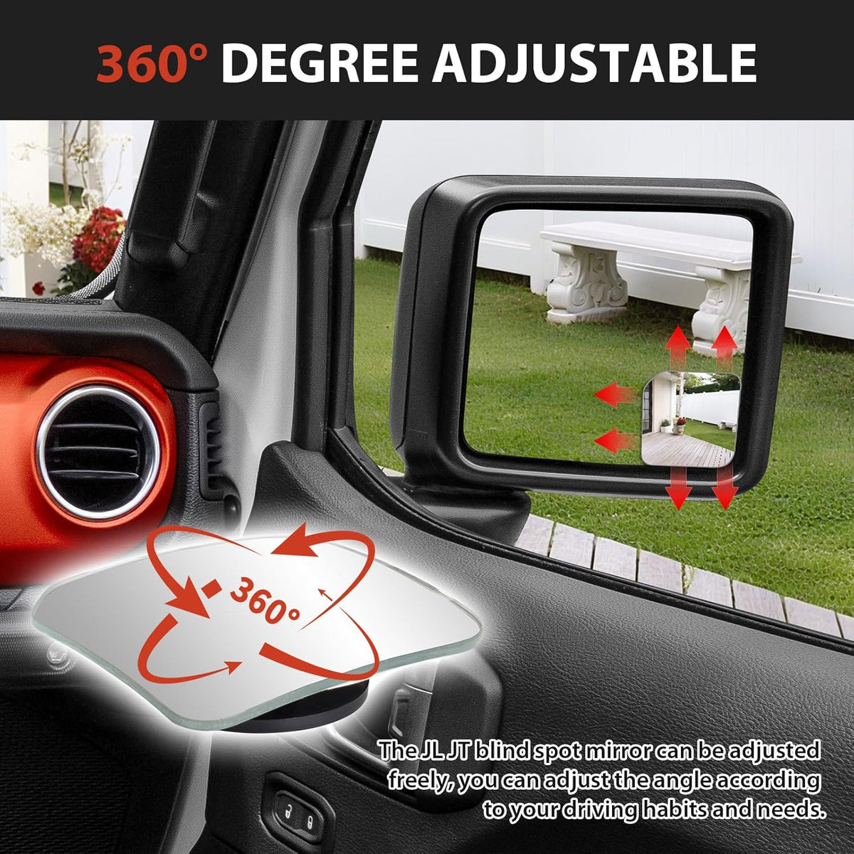 Blind Spot Mirrors for Jeep Wrangler JL/JLU & Gladiator JT, 2PCS