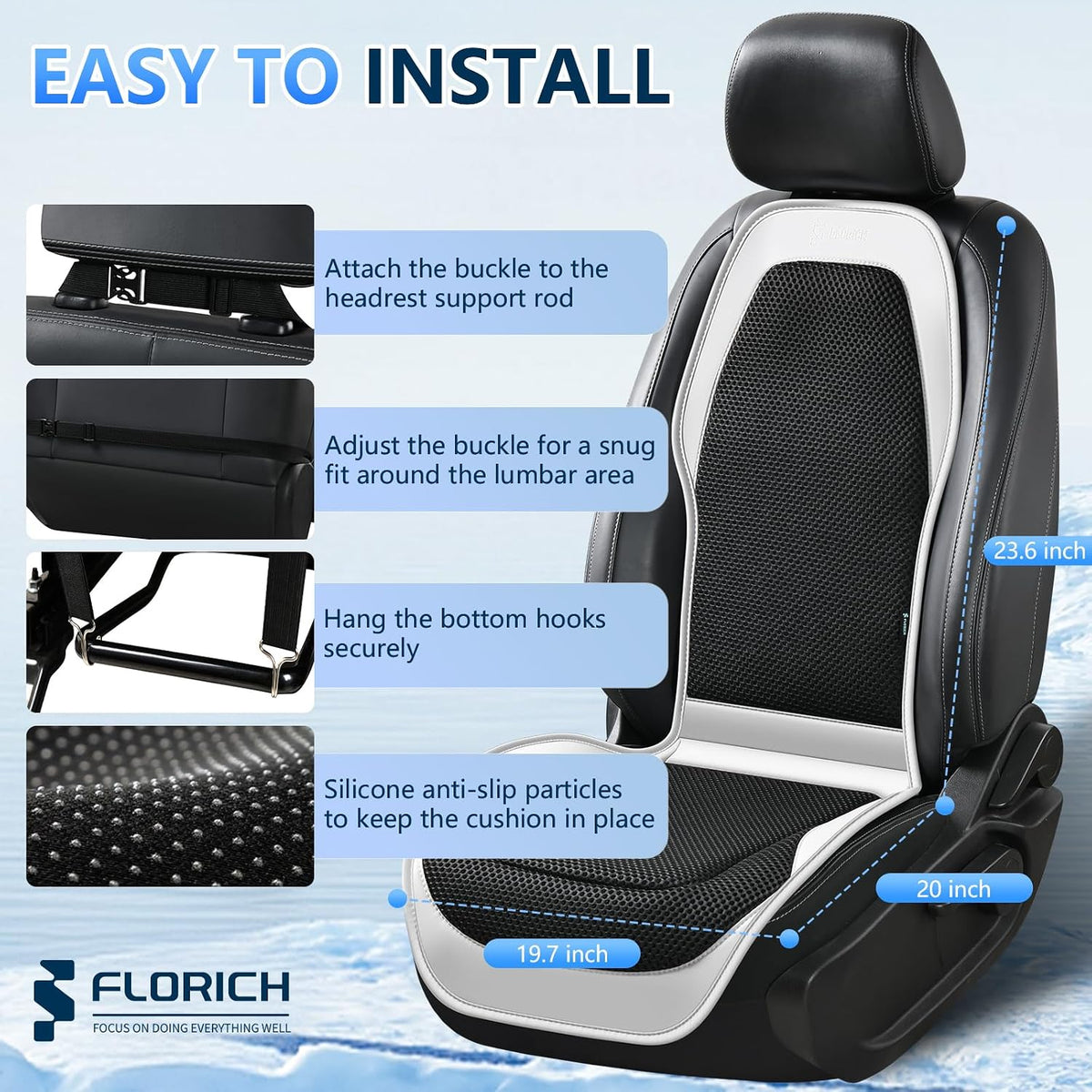 Upgraded Cooling Car Seat Cover Front Seat with Blowing&Suction, 12V-24V Ventilated Car Seat Cushion with 8 Turbo Fans, 3-Speed Adjustable Universal Fit Breathable Car Cushion for Summer Driving-Gray