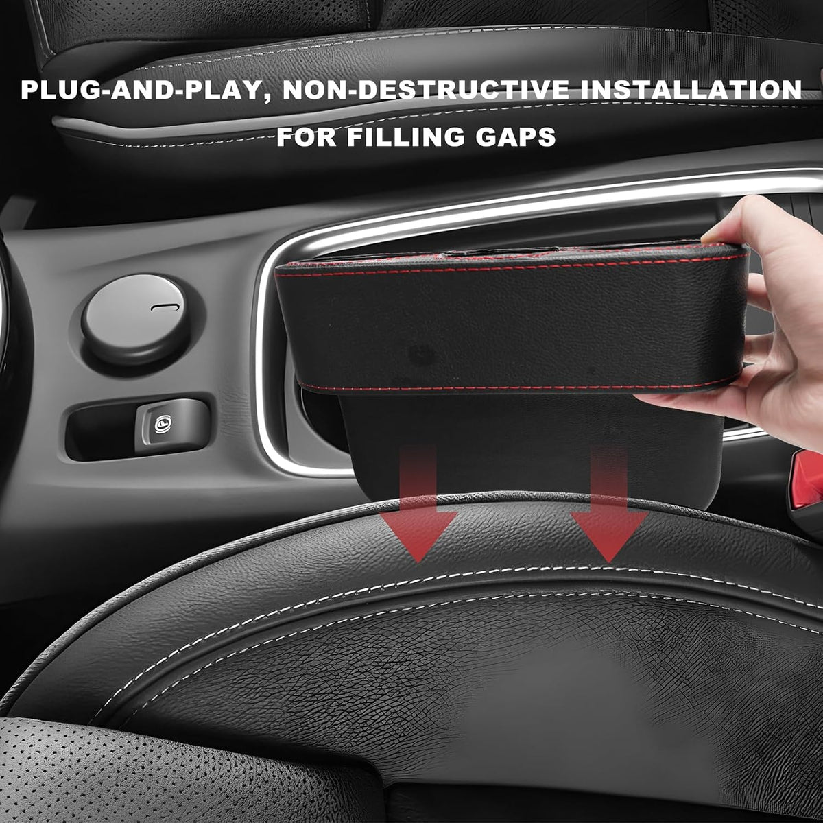 Car Seat Organizer Cup Drink Holder, Multifunctional Auto Console Side Organizer with 2 Cup Holders, Front Seat Gap Filler Interior Drink Holder Storage Box for Most Vehicles (Black)