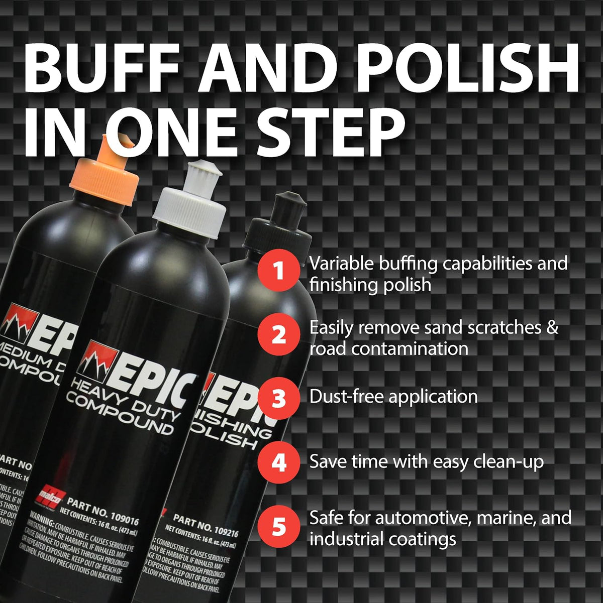 Malco Epic Paint Correction Kit, Heavy-Duty, Medium-Duty & Finishing Polish