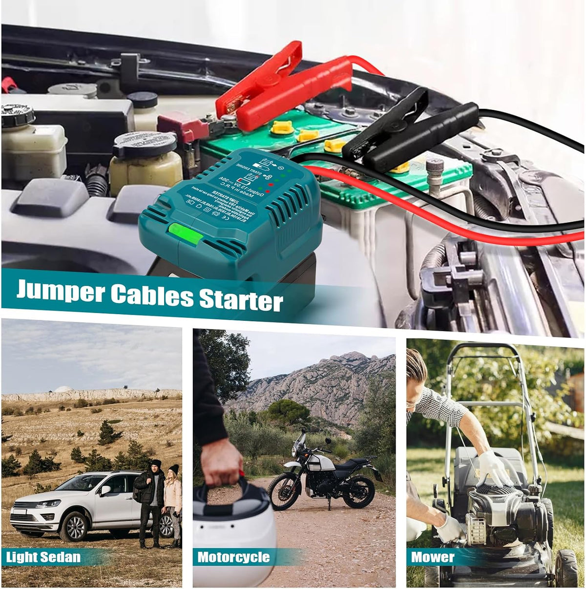 Jump Starter Adapter for Makita 18V Battery with Jumper Cable Clamps Portable Car Charger Jump Starter(Battery Not Included)