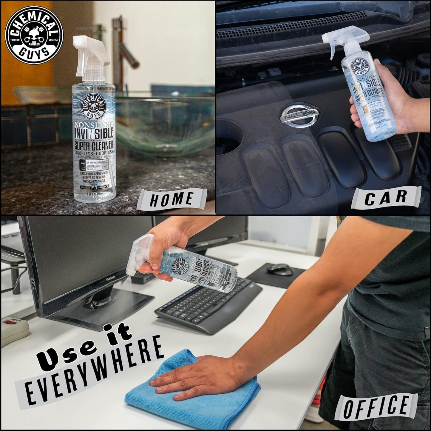Chemical Guys SPI_191_16ID Interior Deep Cleaning Kit with Lightning Fast Carpet & Upholstery Extractor, Nonsense All Surface Cleaner, Induro 7 Heavy Duty Detailing Brush & 3 Pack Microfiber Towels